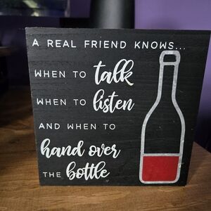 Wooden Black and Red Wine Quote Sign